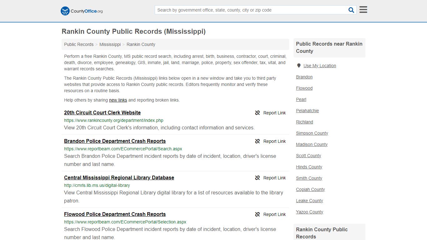 Public Records - Rankin County, MS (Business, Criminal, GIS, Property ...